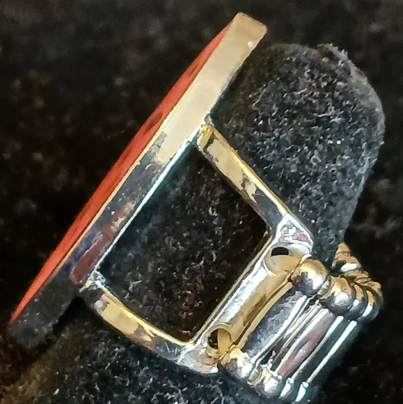 Paparazzi silvertone stretch ring with pink enamel marquis, faux abalone chips - Picture 2 of 6